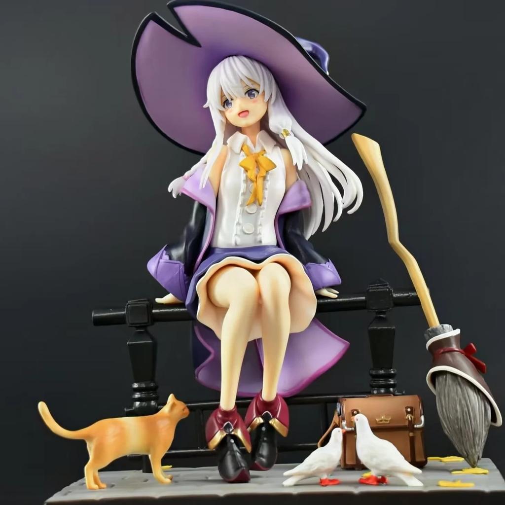 Anime Gray Witch Girl Figure Pvc Abs Material With Scene Base Boxed Collectible Model Desktop Decoration Ornament Gift For Anime