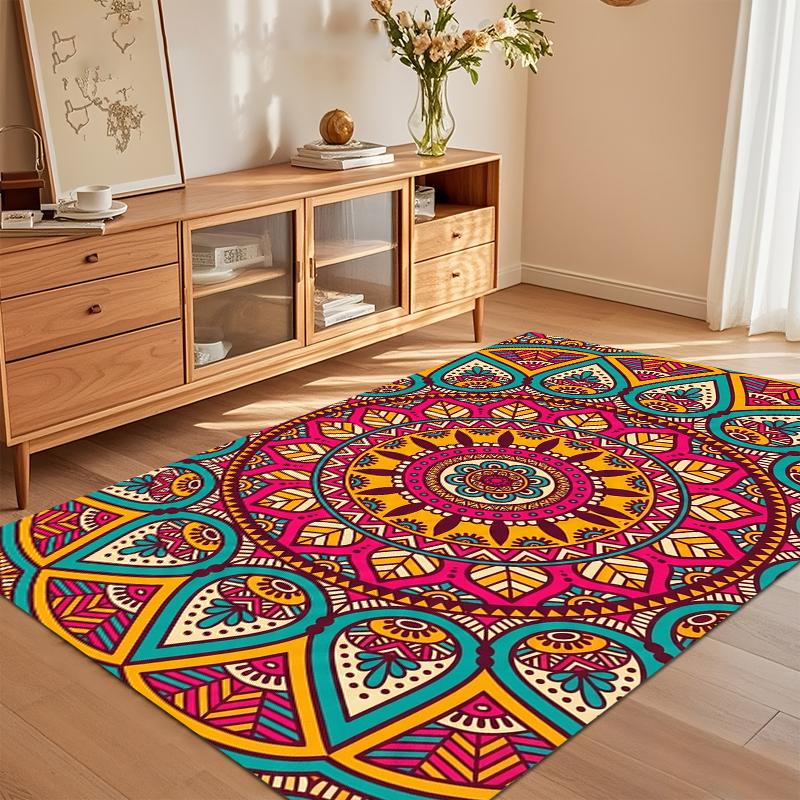 1pc Indian Patterned Carpet Non Slip Floor Mat for Decorative Floor Mat In Living Room Bedrooms Fitting Room and Bathrooms Rugs