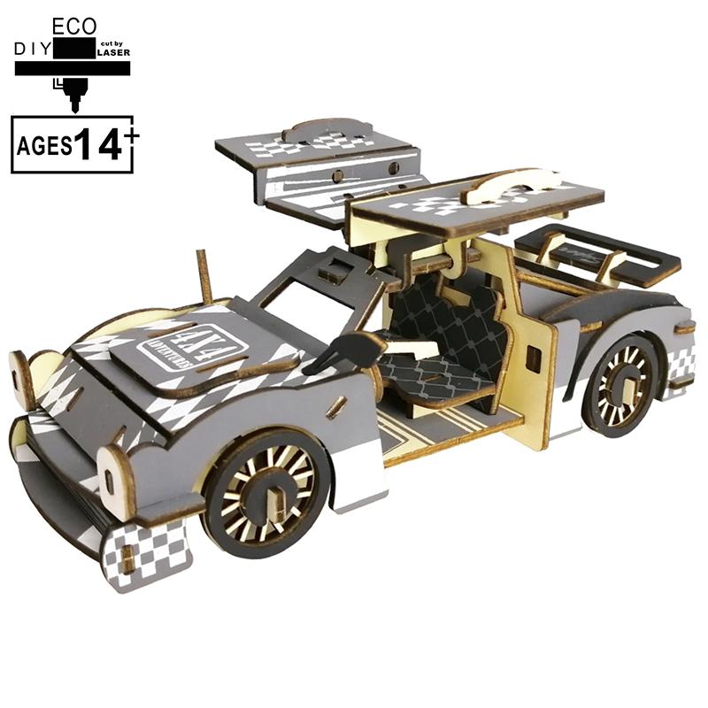 DIY Wooden Car Motorcycle 3D Assembly Model Board Toys Wooden Puzzle Board Car Model Educational Toys Craft Kits Desk Decoration