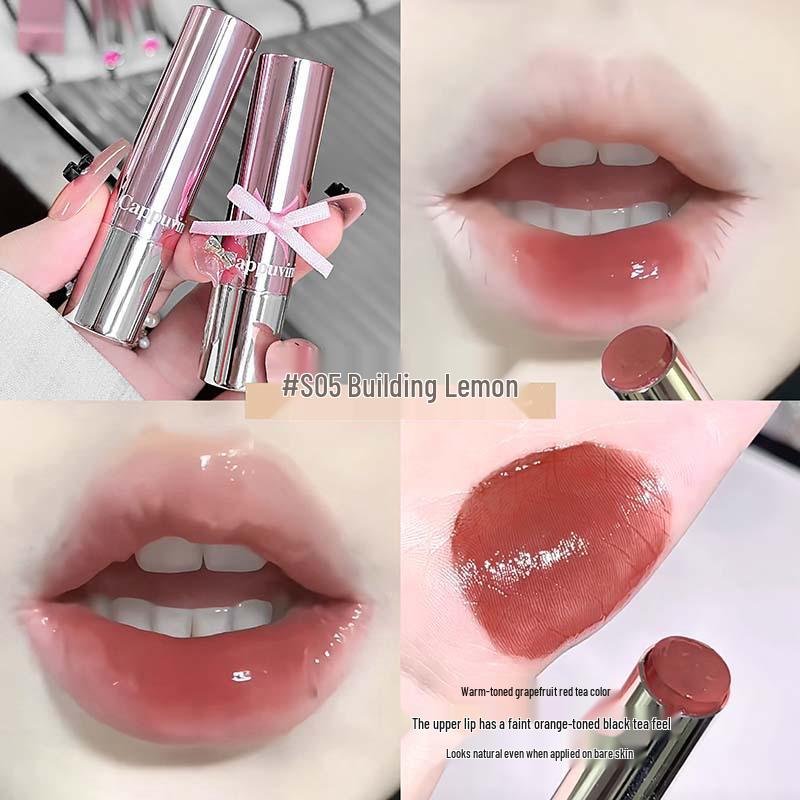 CAPPUVINI Dewy Essence Lipstick: Lightweight, Translucent, Brightening Glass Finish for a Fresh, Student-Friendly Look.