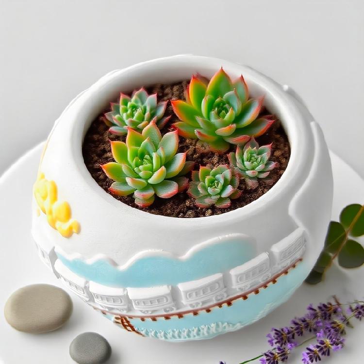 Multifunktionale Silikon-Handgefertigte Form Kleiner Zugmuster Blumentopf-Formen Geeignet für Harzschmuck Pflanzgefäße Projekte