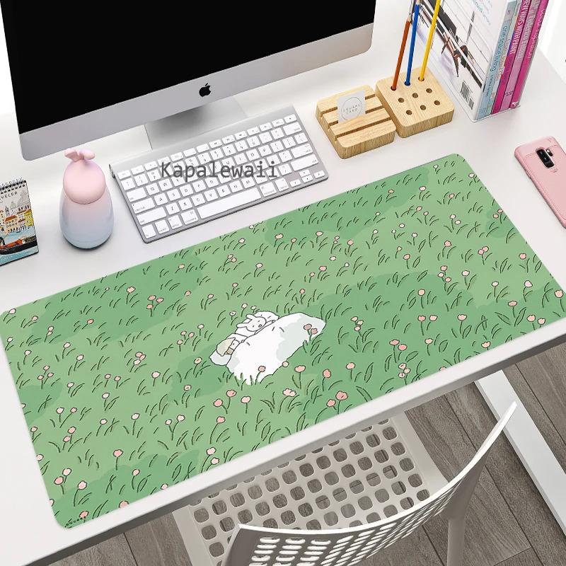 Green Plant Large Area Mousepad Gaming XXL Mouse Pad Size Office Long Table Mat Kawaii Desk Teen Girls Bedroom Laptop Carpet