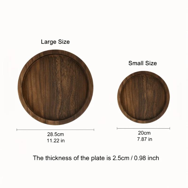 Rustic Round Wooden Serving Tray Decorative Ottoman Tray for Candles Vases & Table Centerpieces Home Decor