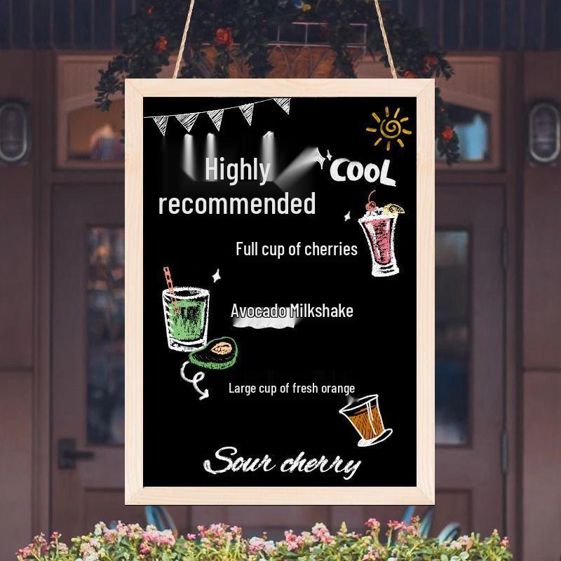 Wall-Mounted Blackboard: Restaurant Menu, Business Hours & Message Display - Wipeable & No Drilling Required