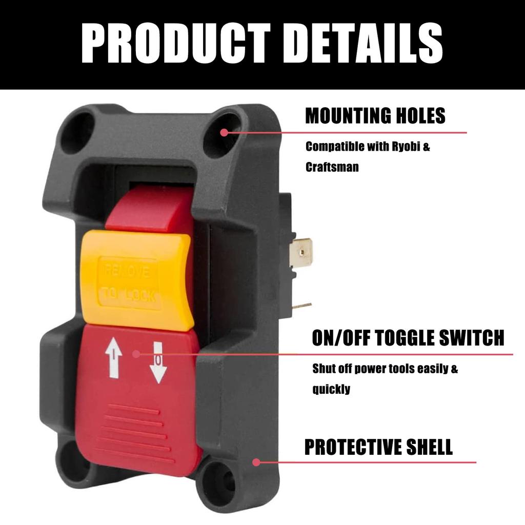 Table Saw Switch Replacement Double Throw Function Safety Power Tool Switch Paddle On/Off Switch Easy to Install