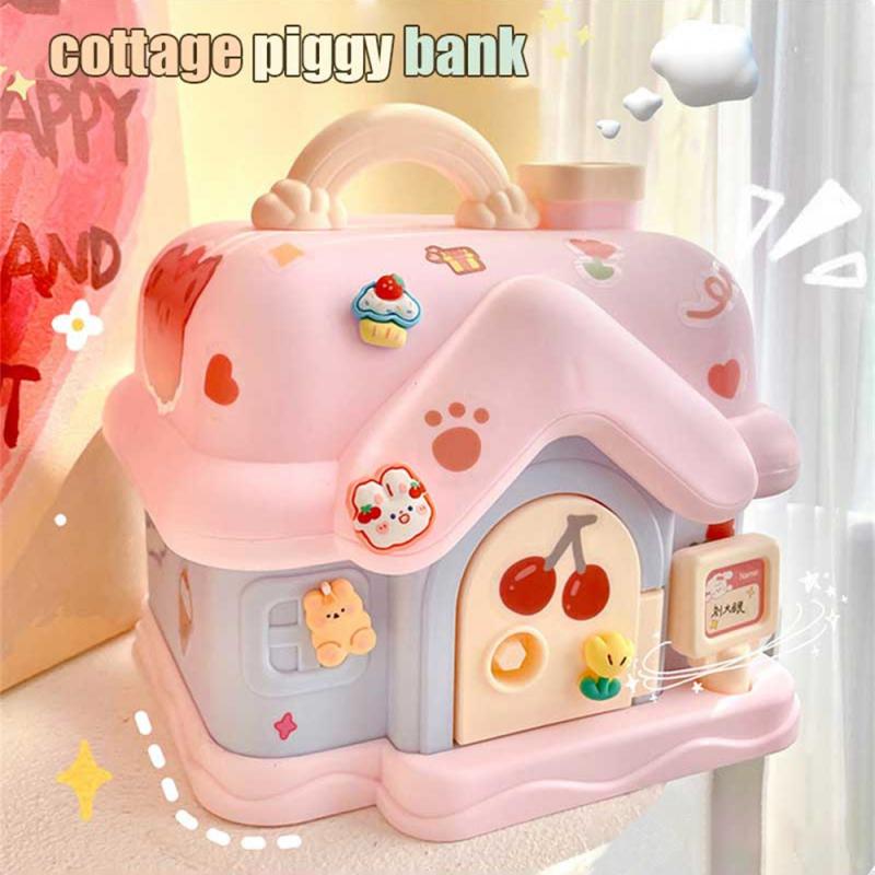 Piggy Bank Portable Cartoon Big House Savings Toys Cartoon Bank Piggy Bank Feel Delicate Save Money And Manage Money Not Bad