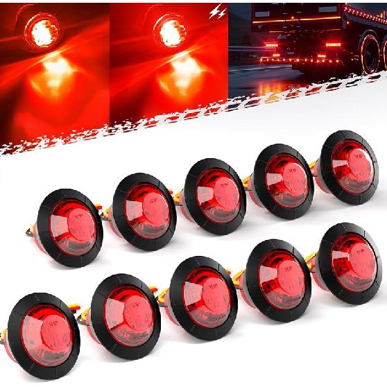 BJZ 3/4" Strobe+Marker Lights Dual Function Amber Trailer LED Side Clearance Tail Bumper Griller Flash Lights 12V Turn Signal Warning Indicator