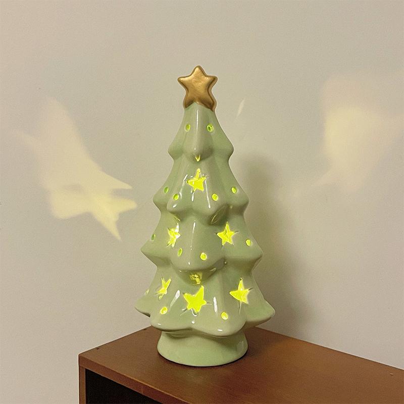 Graduation Gift Christmas Tree Night Light Practical Desktop Ceramic Ornament for Girls' Birthdays As A Gift