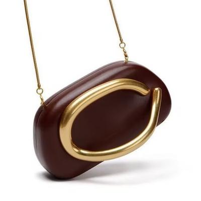 Leder Abendtasche Ringgriff Kette Umhängetasche Damen Kleine Duftbox Tasche