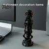 Personalized Gift for Skull Lovers Triple Stacked Skulls Figurine, Spooky See Hear Speak No Evil Skeleton Head Small Desk Ornament Men Statue,