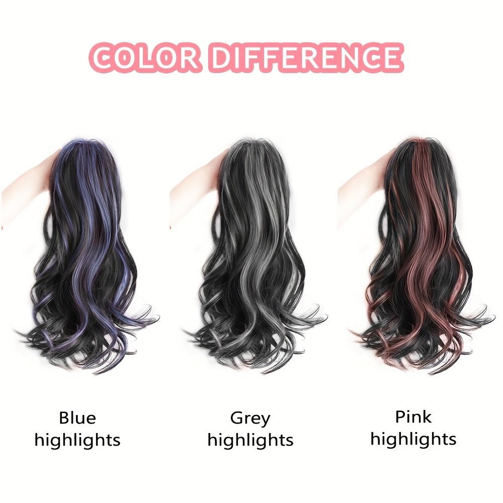 Elegant Highlights Color Synthetic Fiber Ponytail Claw Clip In Hair Extensions For Women 14 Inch Wavy Fountain Ponytail