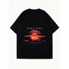 Oversized T Shirt Black World Peace Nuclear Explosion Print Graphic Tee Casual Streetwear Unisex Fashion Top Summer Outfit