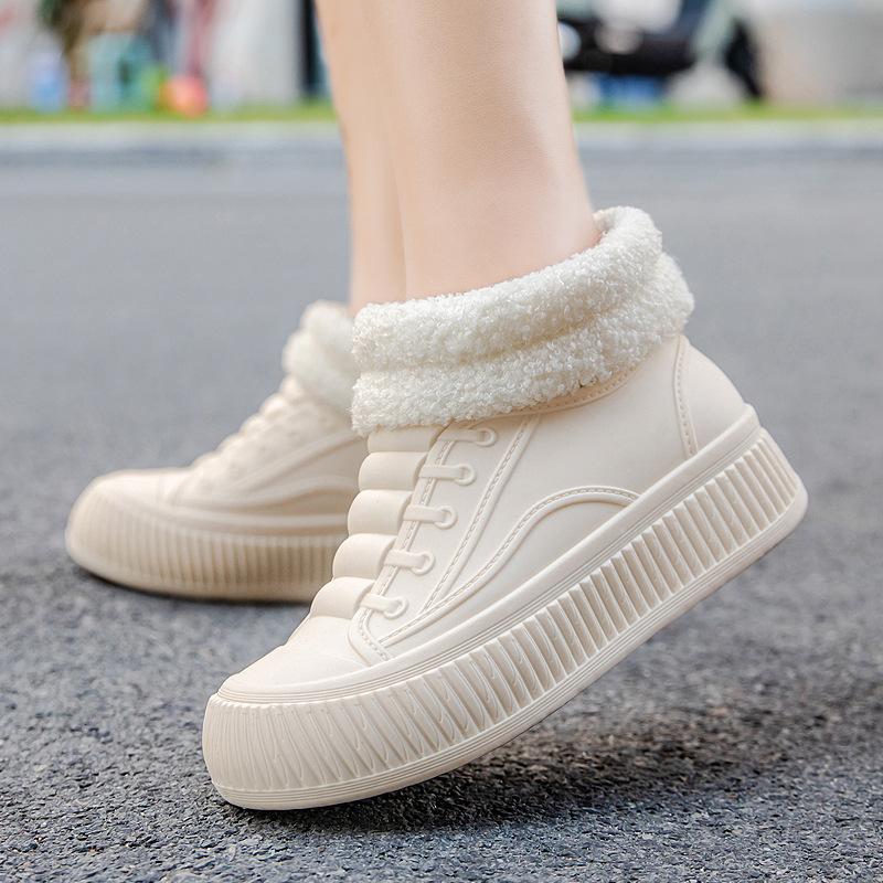 Botas de chuva japonesas femininas moda cano baixo para usar ao ar livre antiderrapante impermeáveis botas de chuva curtas veludo sola grossa trabalho na cozinha sapatos de borracha