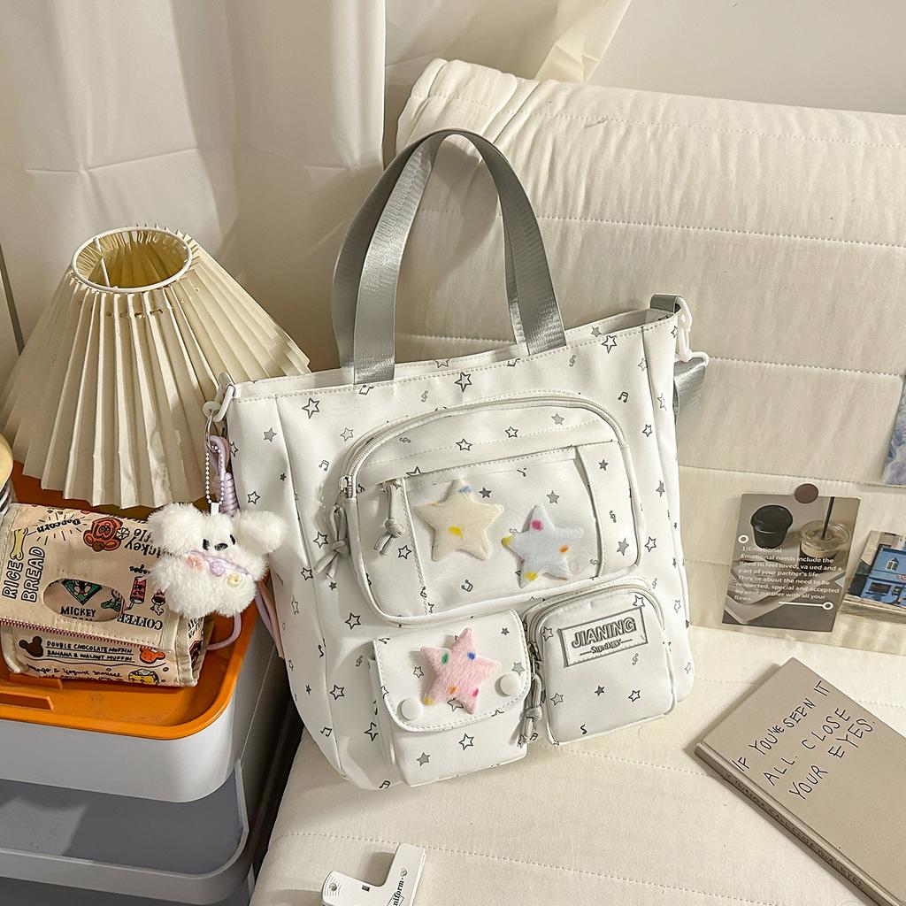 Schoolbag, Korean-style INS star print backpack, high-aesthetic sweet-style two-piece backpack for grades 1-1 for primary and secondary school