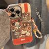 Cute Red Grid Puppy Suitable for 17promax Mobile Phone Case Apple IPhone 16 Three-dimensional Cartoon 13 Lanyard 14 Hard