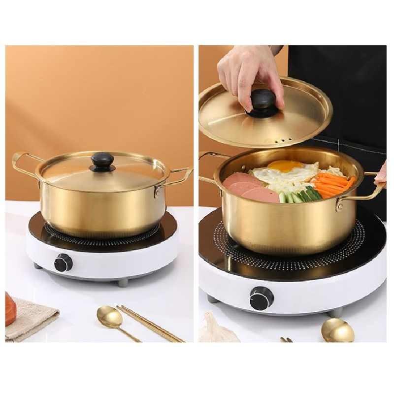Steel Ramen Stainless Soup Pot With Lid For Family Meal Cooking Kitchen Tools