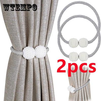 2PCS Pearl Magnetic Curtain Clip Curtain Holders Tie Back Buckle Clips Hanging Ball Buckle Tie Back Curtain Decor Accessories