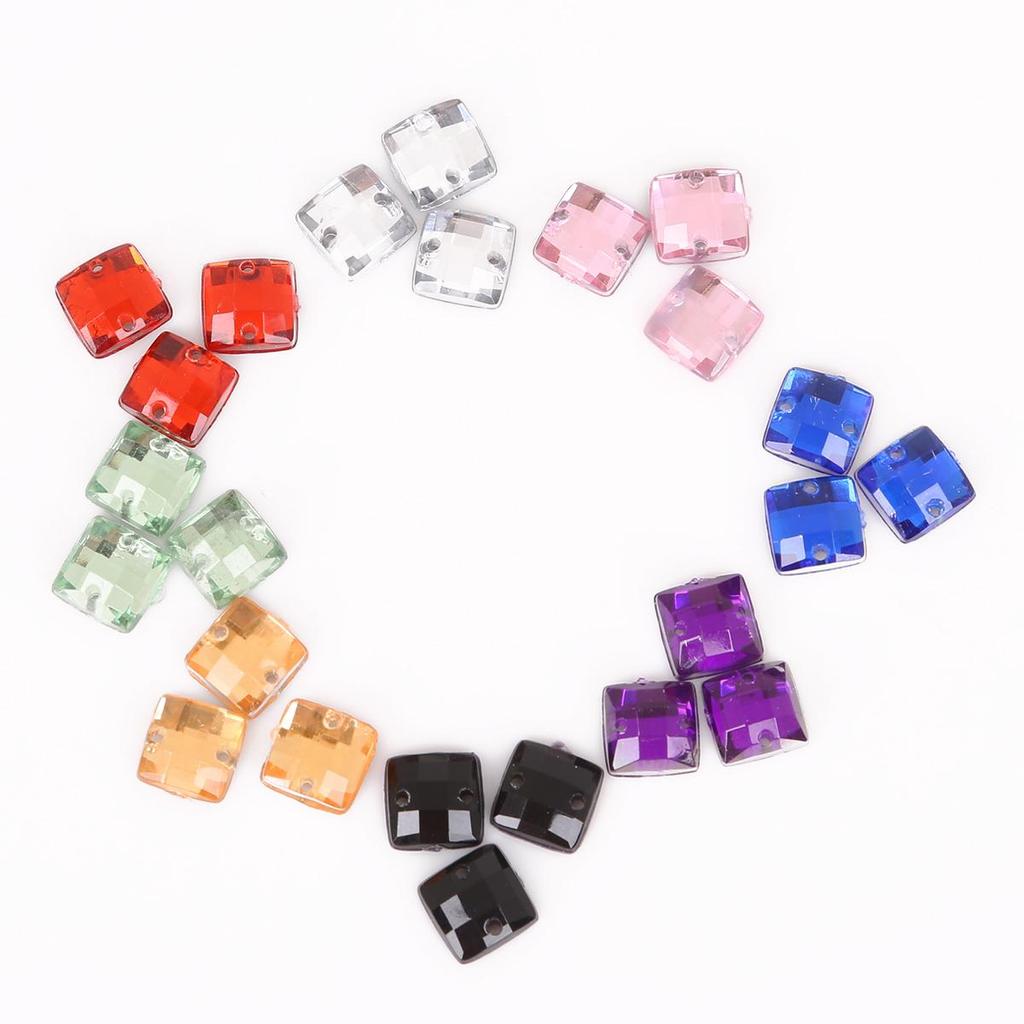 50/100 de bucăți de cusut cu strasuri cu spate plat, margele acrilice pătrate, pietre de cristal strass, pentru decorațiuni de album de însemnări DIY