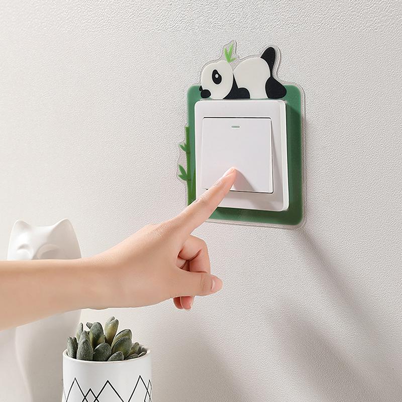 Luminous Animal Switch Sticker Cartoon Sticker Glow In The Dark Fluorescent Decoration Panda Switch Sticker Home Kid Room Decor