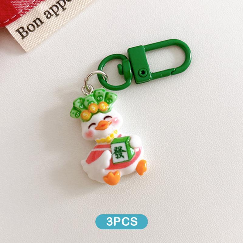 3Pcs Creative Resin Duck Keychain Pendant Car Key Ring Cartoon Cute Keychain Novelty Backpack Decoration Accessories Gifts
