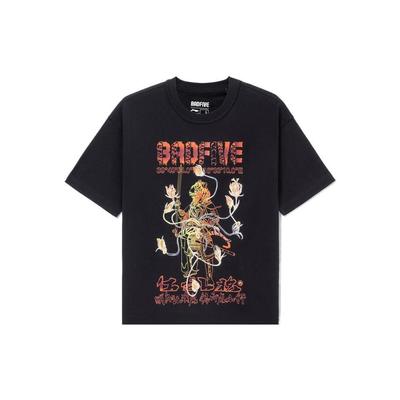 Badfive Generale Wu Tigre Maglietta a Maniche Corte Girocollo Largo Uomo Top Nero AHSS037-2