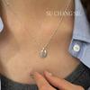 Su Chuang S925 Sterling Silver Grape Square Pendant Necklace with Blue Zirconia for Women, Korean Elegant Design.