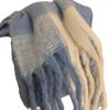 2025 new scarf women's winter atmosphere blue and white plaid fashion versatile shawl thickened warm scarf
