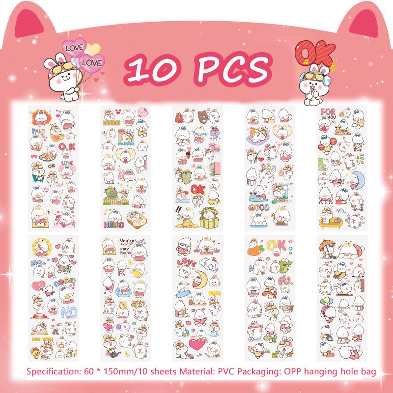 

10Sheets Kawaii Scrapbooking Stickers Bicycle Decals Transparent Cartoon Diary Stickers Diy Hand Account Stickers Materials