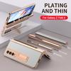 2 Pcs Hinge Capa For Samsung Z Fold 4 5g Case Plating Touch Pen Slot Front Screen Glass Stand For Galaxy Z Fold 4 Fold4 Cover