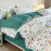 Floral Bedding Set with Duvet Cover,No Filling Flat Sheet with Pillowcases,Kids Queen Full Size Bed Linen,Boys and Girls New