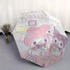 My Melody & Kuromi's Party Cartoon Cartoon Umbrella, Portable 3-Fold Compact Umbrella, Suitable for Camping, Hiking and Travel, Ideal Easter Birthday