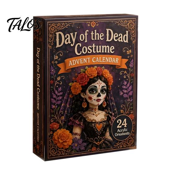 Forniture per Feste di Halloween Giorno dei Morti Costume Calendario dell'Avvento 2026, Conto alla Rovescia di 24 Giorni con Decorazioni Tradizionali per Tavolo Altare Pezzi Mini Acrilico