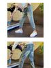 Men's 2024 Spring/Autumn Loose Straight Jeans, Trendy Casual Nine-Point Harem Pants