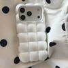 Frosted White 3D Waffle Egg Cake Drop-Proof Phone Case for iPhone 15/16/17 Pro Max