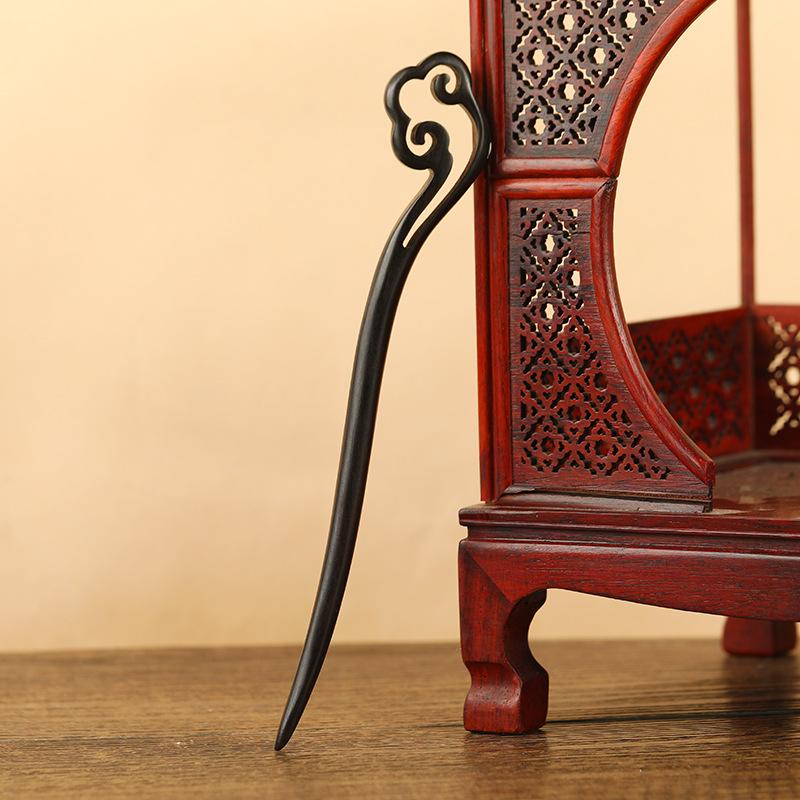 Ebony Hairpin, Ancient Hairpin, Simple Modern Disc Hairpin, Wooden Hairpin, Chinese Hanfu Cheongsam Headdress
