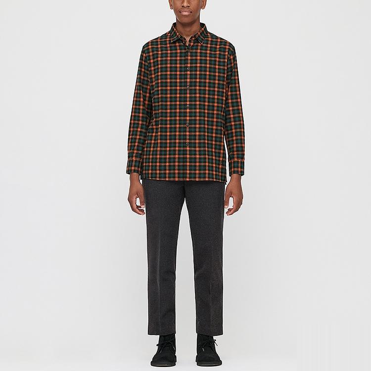 UNIQLO x JW Anderson Flannel Check Long Sleeve Shirt Men shirts Orange-Red 431731-26