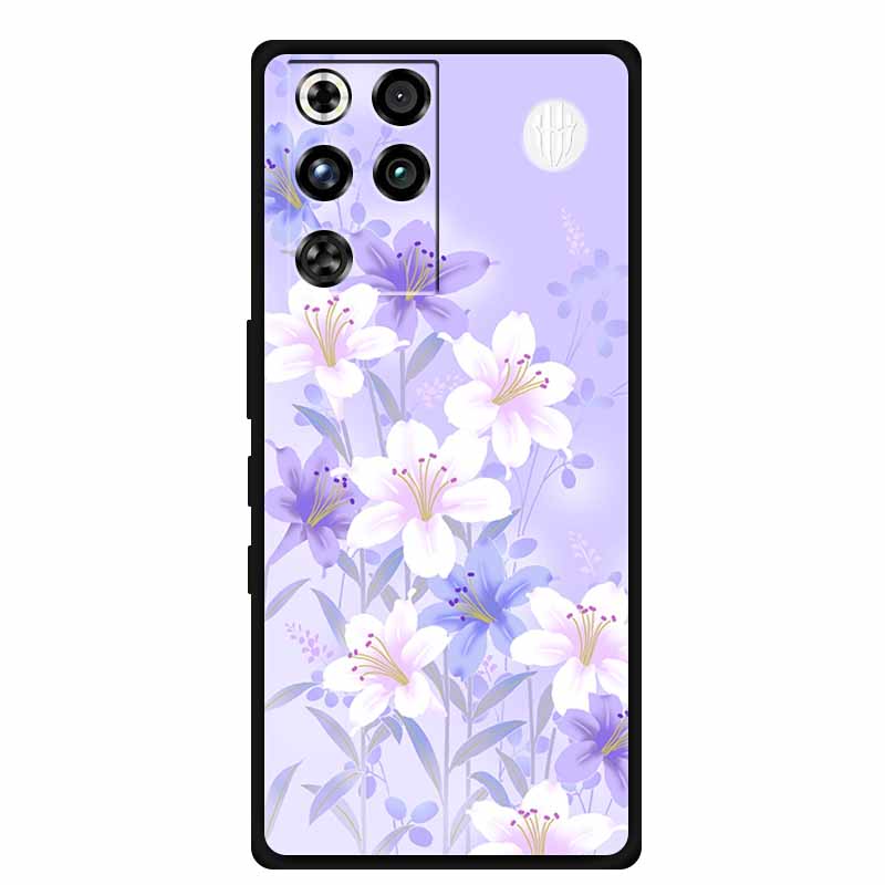 

For Nubia RedMagic 11 Pro Phone Case Fashion Flowers Black Silicone TPU Soft Back Cover Case For ZTE Nubia RedMagic 11 Pro Case RedMagic 11 Pro