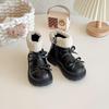 Soft-Soled Non-Slip Leather Children's Boots, Cap-Toe Design, Cotton-Lined for Girls, Martin Style, Winter 2025