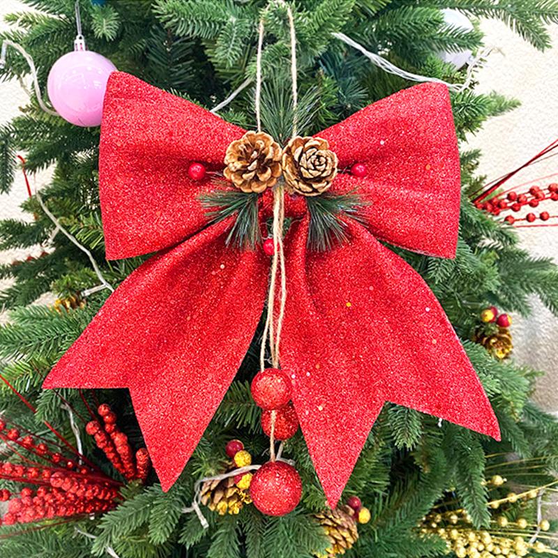 

1 шт. кулон сверкающее дерево лук сосновые шишки украшение Рождественский подарок лента большого размера