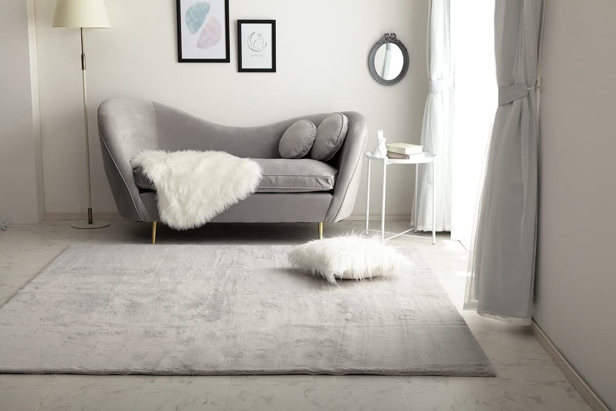 

Ikehiko Rug Carpet Mat Square Lapias Pearl Gray 200 x 200cm Simple Plain Soft Fluffy Soft Touch Feminine Approx. #3987809