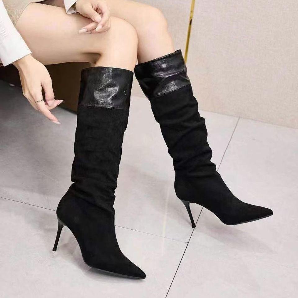 

Fashion high-heeled thin-heeled versatile high boots French elastic boots stacking boots 2025 new versatile autumn and winter boots 39