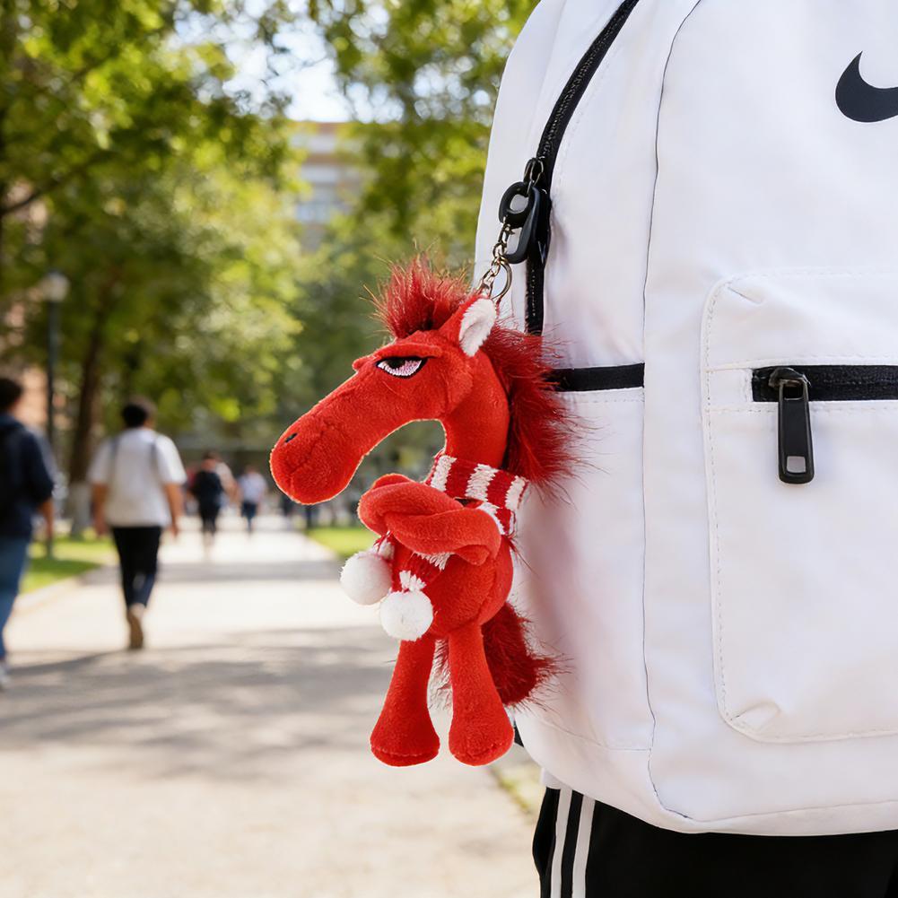 Lucky Black Horse Plush Keychain Animal Bag Charm Pendant Plush Arrogance Pony Keychain Kawaii Animal Plush Keychain Funny Toy