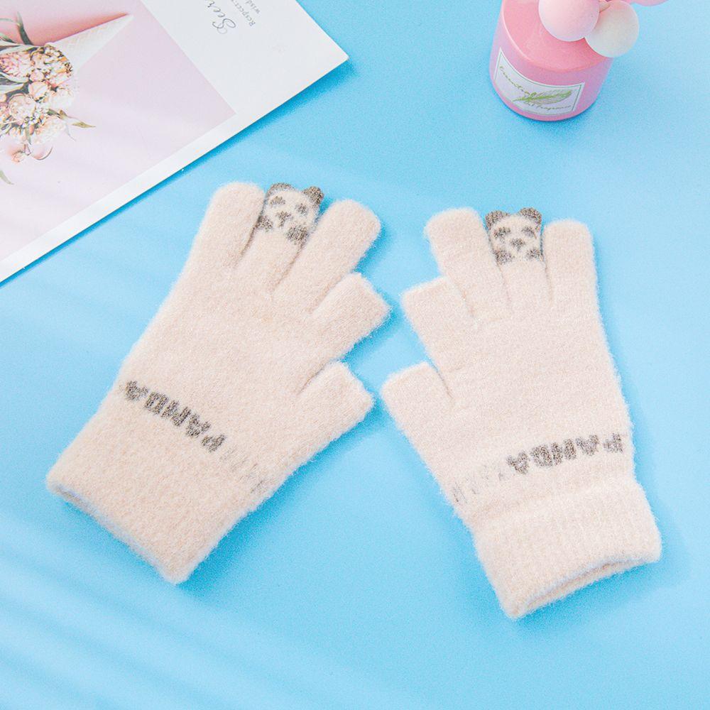 Kawaii  Thicken Letter Cycling Panda Outdoor Gloves Women Winter Gloves Korean Mittens