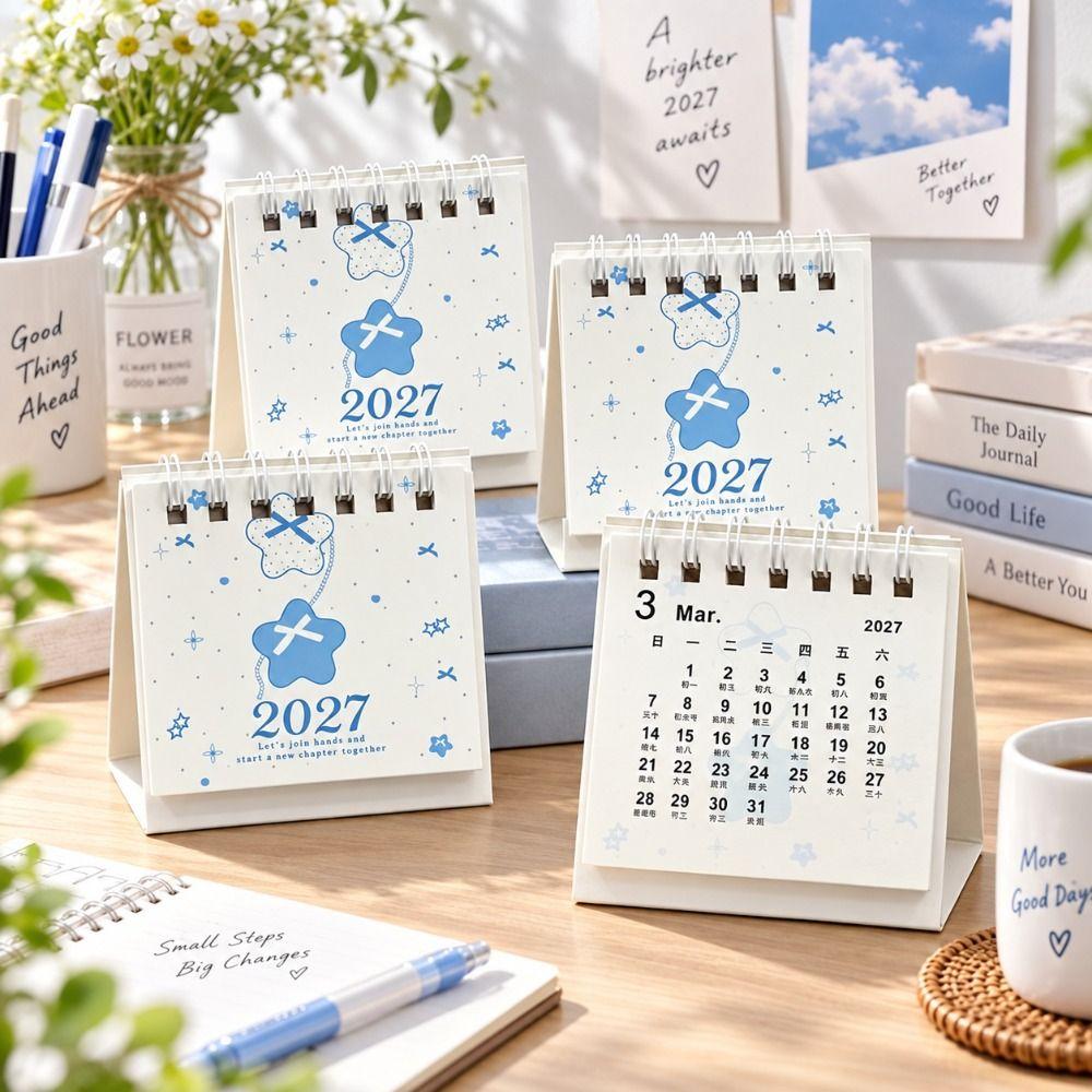 Polka Dot Pattern 2027 Desk Calendar Portable Desktop Calendar New Mini Desk Calendar  Student