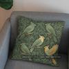 2D Enchanted Green Birds And Leaves Cushion Cover Pattern Cushion Cover Suitable For Sofa Bedroom Car Pillow Cover