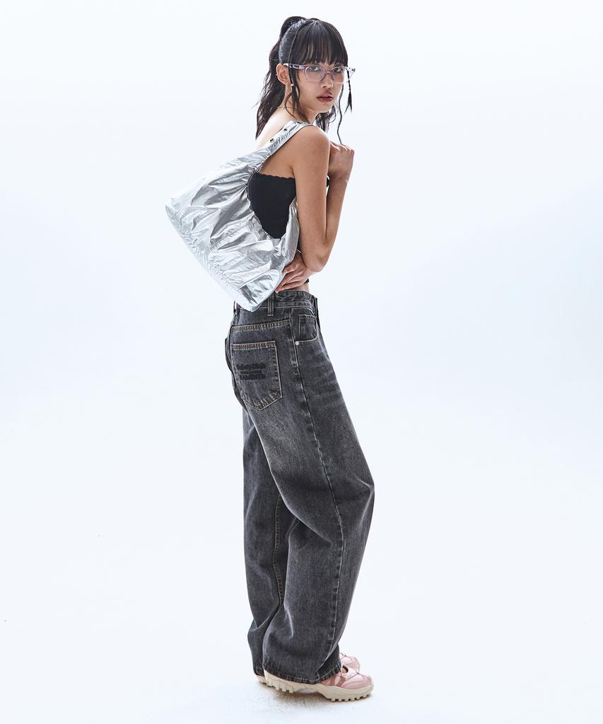 RAIMENT All Season Sand Washed Wide Denim Pants_Black Denim