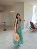 French hollow suspender dress women's summer seaside vacation wind beach skirt pleated lazy relaxation long skirt