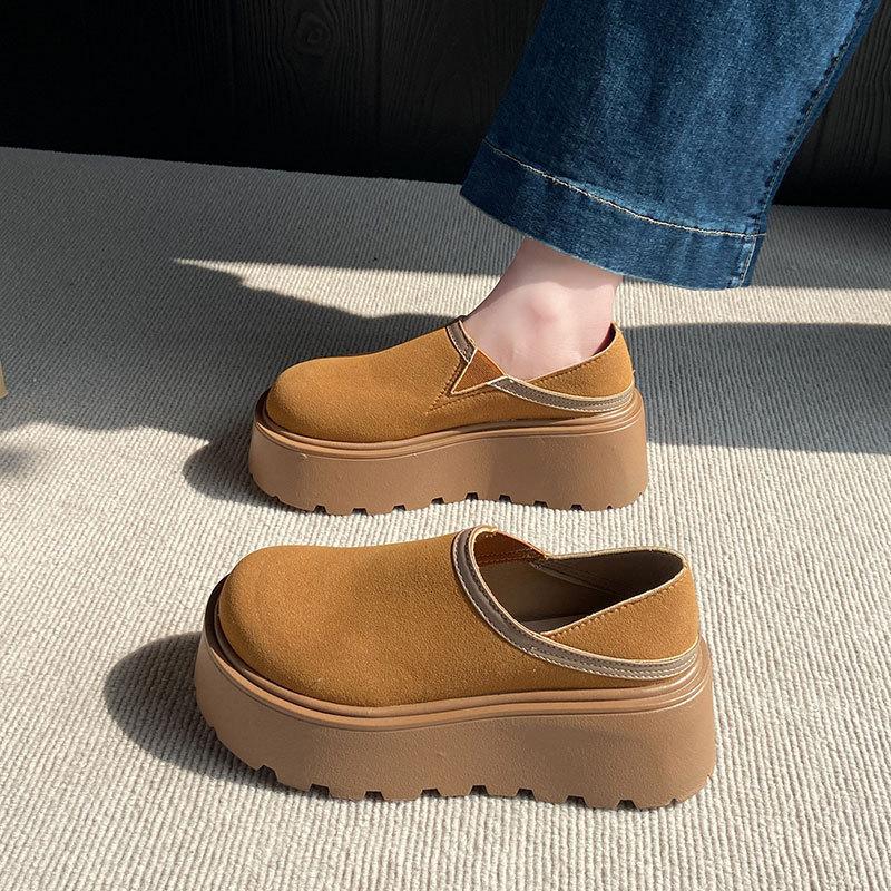 Retro Thick-soled Bag Head and Half Slippers for Women's Outer Wear 2025 New Summer Skirt with One Pedal To Increase the Height of Boken Shoes