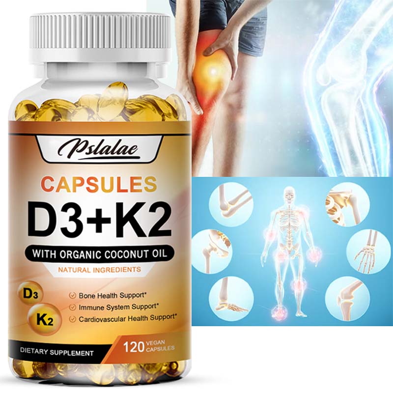 Vitamin D3 + K2 Kapseln, mit Bio-Kokosöl, - Unterstützung der Knochengesundheit, Unterstützung des Immunsystems, Unterstützung der Herz-Kreislauf-Gesundheit