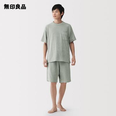 Wearable Towel Double-Sided Pile Short Sleeve Loungewear SetMuji Official